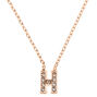 Rose Gold Embellished Initial Pendant Necklace - H,