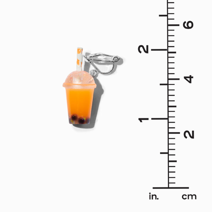1&quot; Orange Boba Clip-On Drop Earrings,