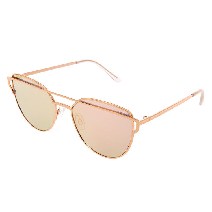 Brow Bar Mirrored Aviator Cat Eye Sunglasses Gold Claire S Us