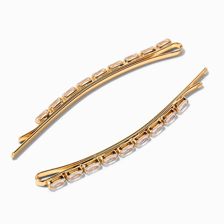 Baguette Cubic Zirconia Gold-tone Hair Pins - 2 Pack,