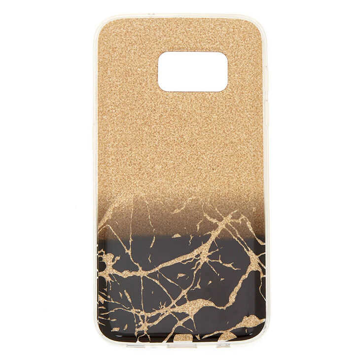 Coque de portable noire et couleur dor&eacute; effet marbr&eacute; craquel&eacute; - Compatible avec Galaxy S7,