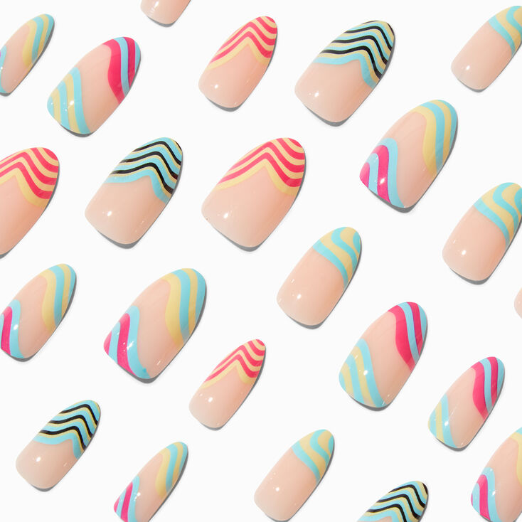 Multi Colour Swirl Stiletto Vegan Faux Nail Set &#40;24 Pack&#41;,
