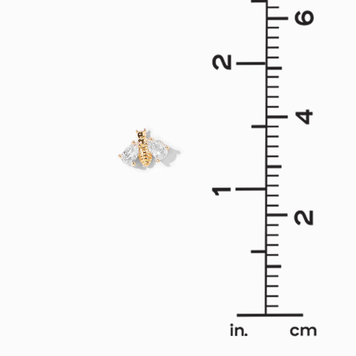 18kt Gold Plated Cubic Zirconia Bee Stud Earrings,