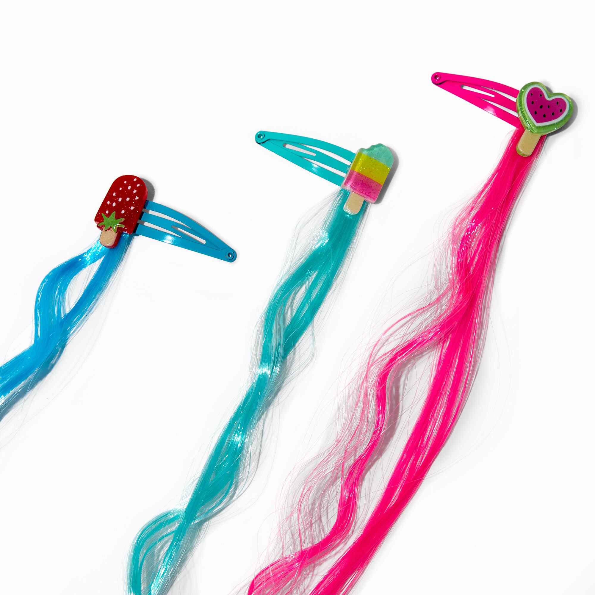 Claire's Club Ice Pop Icon Faux Hair Snap Hair Clips - 6 Pack,