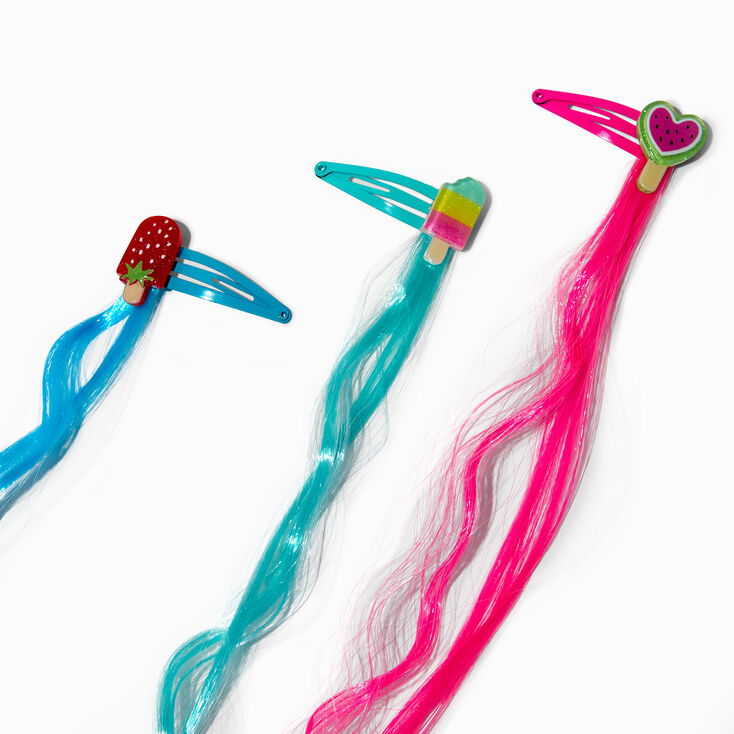 Claire&#39;s Club Ice Pop Icon Faux Hair Snap Hair Clips - 6 Pack,