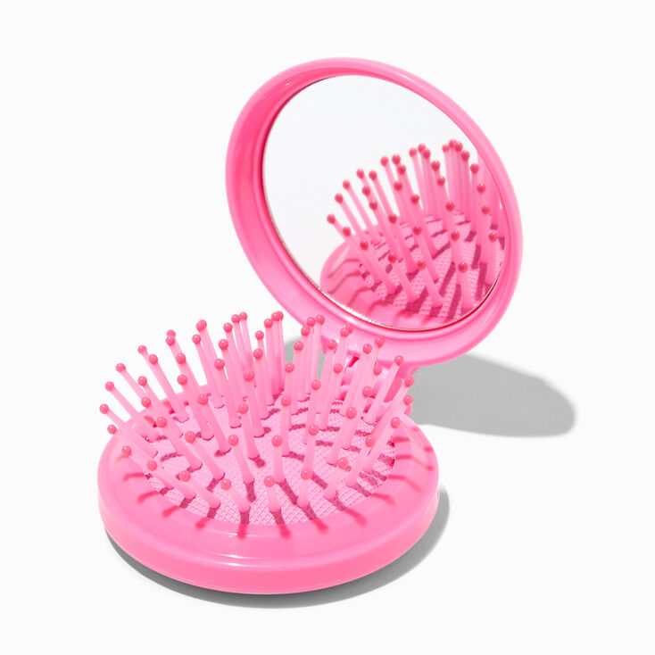 Varsity Initial Pop-Up Hair Brush Compact Mirror