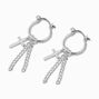 Silver-tone  10MM Cross Fringe Hoop Earrings,