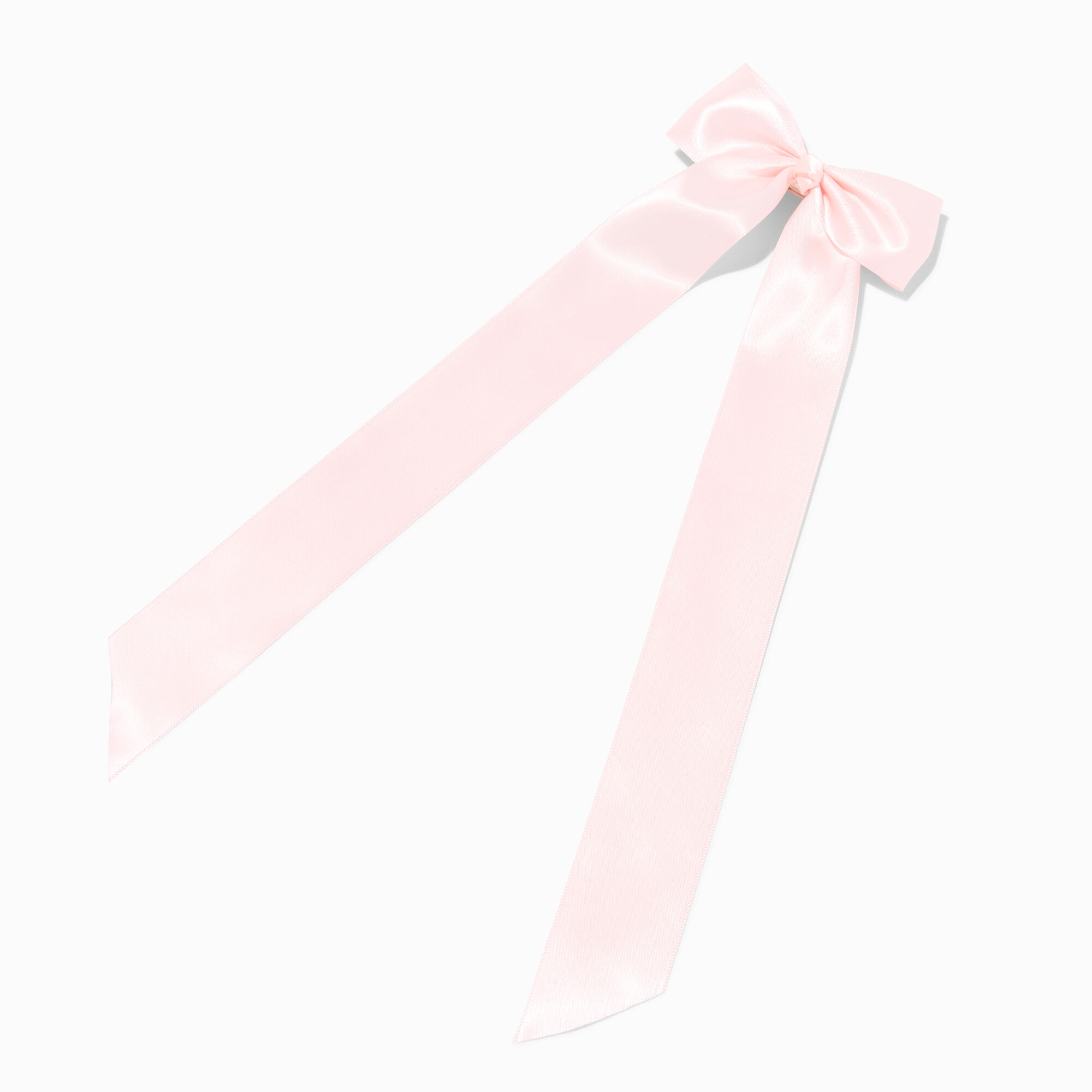 View Claires Light Satin Long Tail Bow Hair Clip Pink information