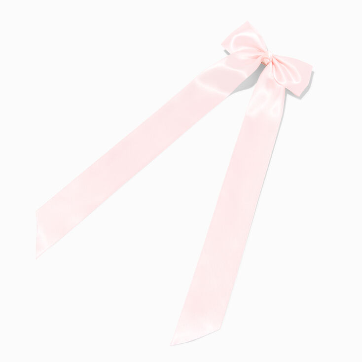 Light Pink Satin Long Tail Bow Hair Clip,