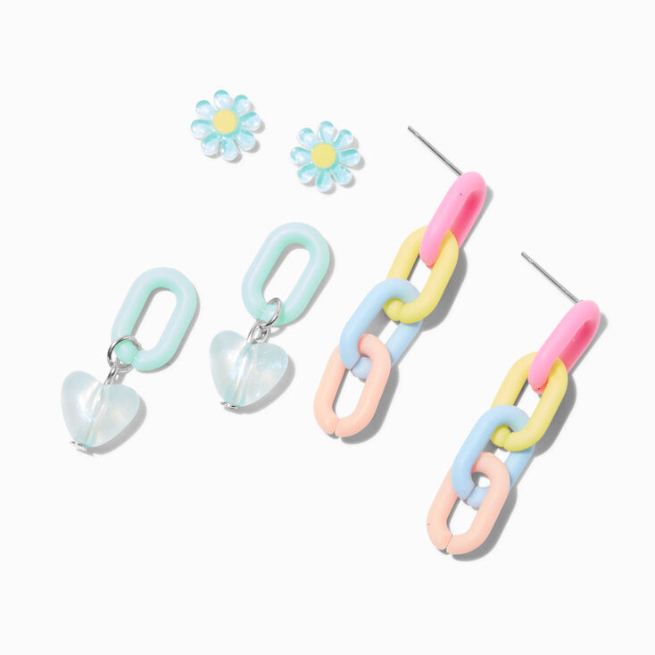 Pastel Chain Earring Stackables Set - 3 Pack,