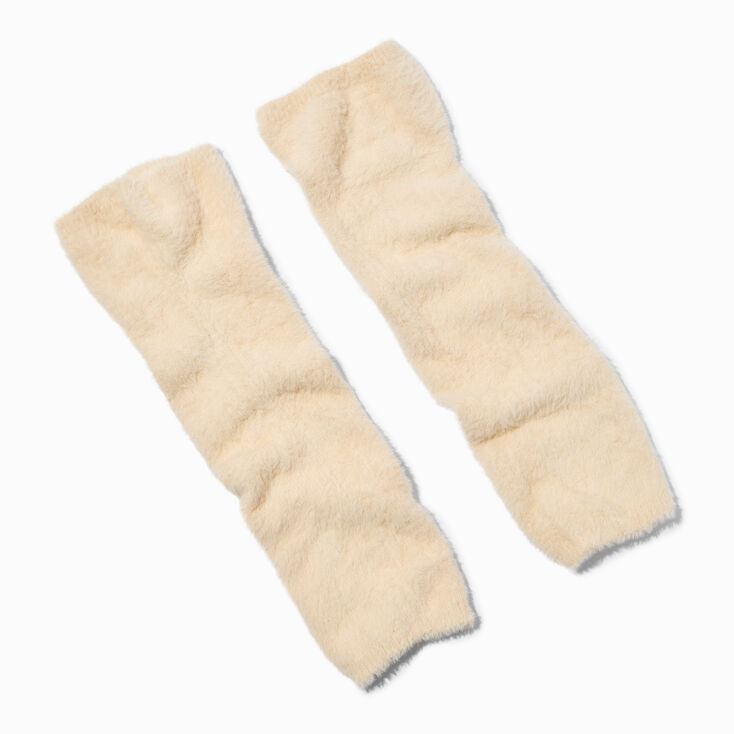 Ivory Mohair Knit Leg Warmers,