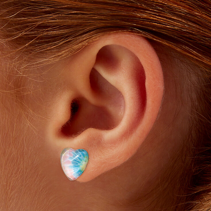 Tie Dye Heart Stud Earrings,