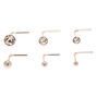 Sterling Silver 22G Graduated Nose Studs - 6 Pack,