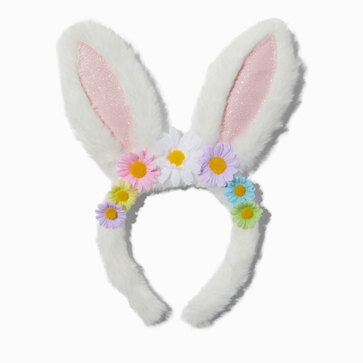 Serre-t&ecirc;te oreilles de lapin en peluche halo floral printemps,