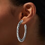 Silver-tone Crystal Studded 55mm Hoop Earrings,