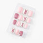Easter Pink Glitter Bunny Press On Faux Nail Set -  14 Pack,
