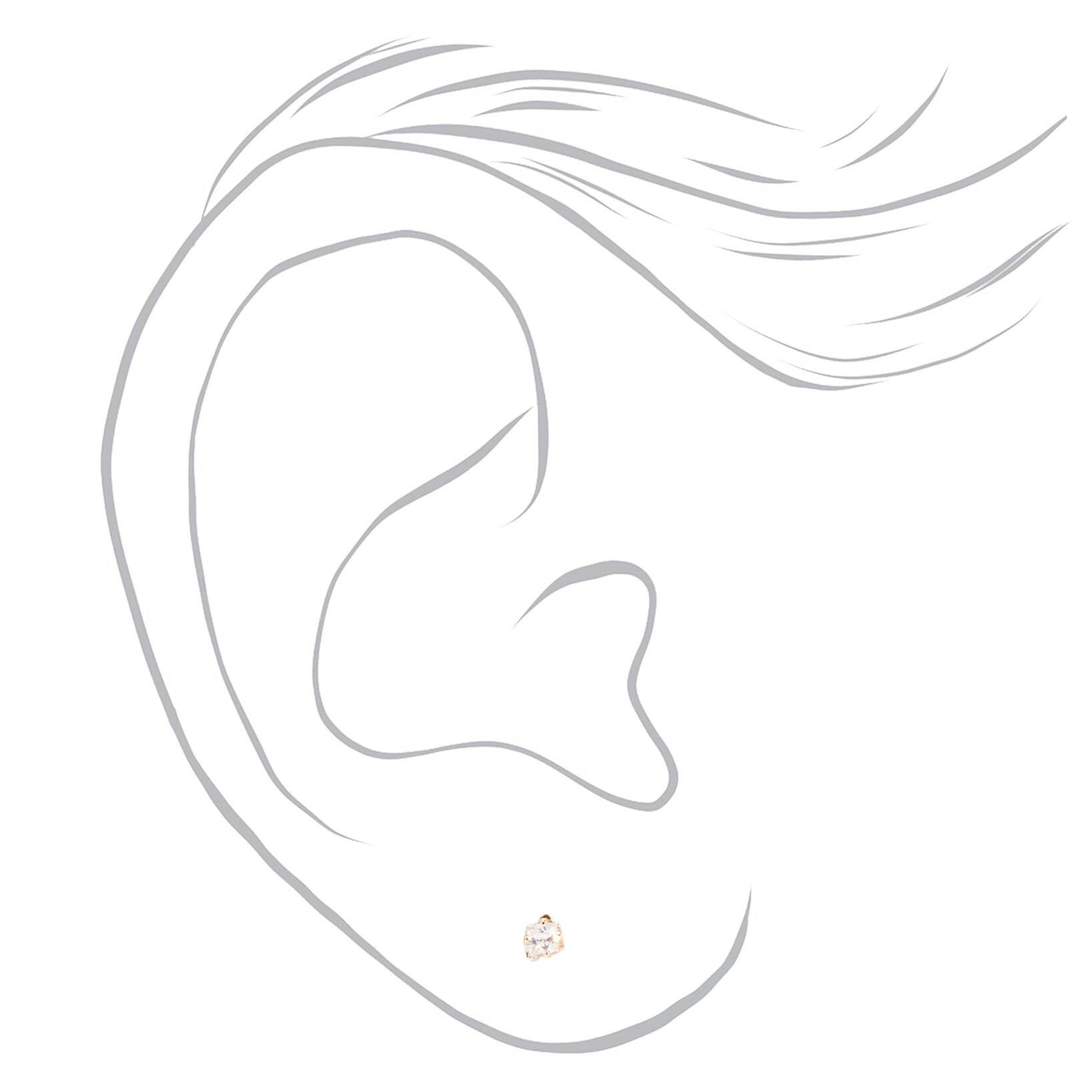 Rose Gold-tone Cubic Zirconia 2mm Square Stud Earrings,