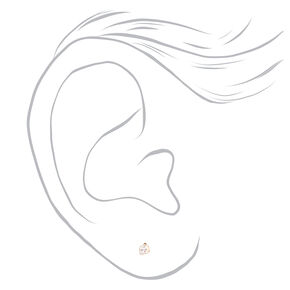 Rose Gold Cubic Zirconia Square Stud Earrings - 2MM,