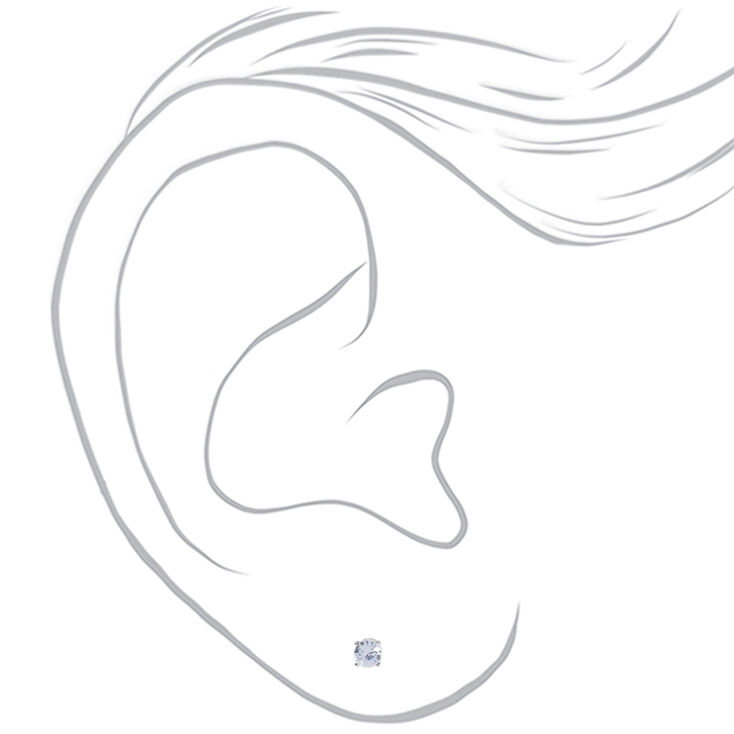 Silver-tone Cubic Zirconia Round 4mm Stud Earrings,