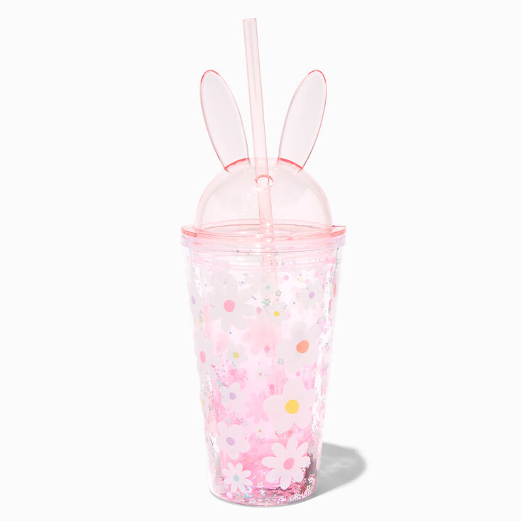 Easter Bunny Ears Floral Plastic Tumbler,
