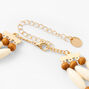 Ivory &amp; Brown Wooden Tribal Choker Necklace -,