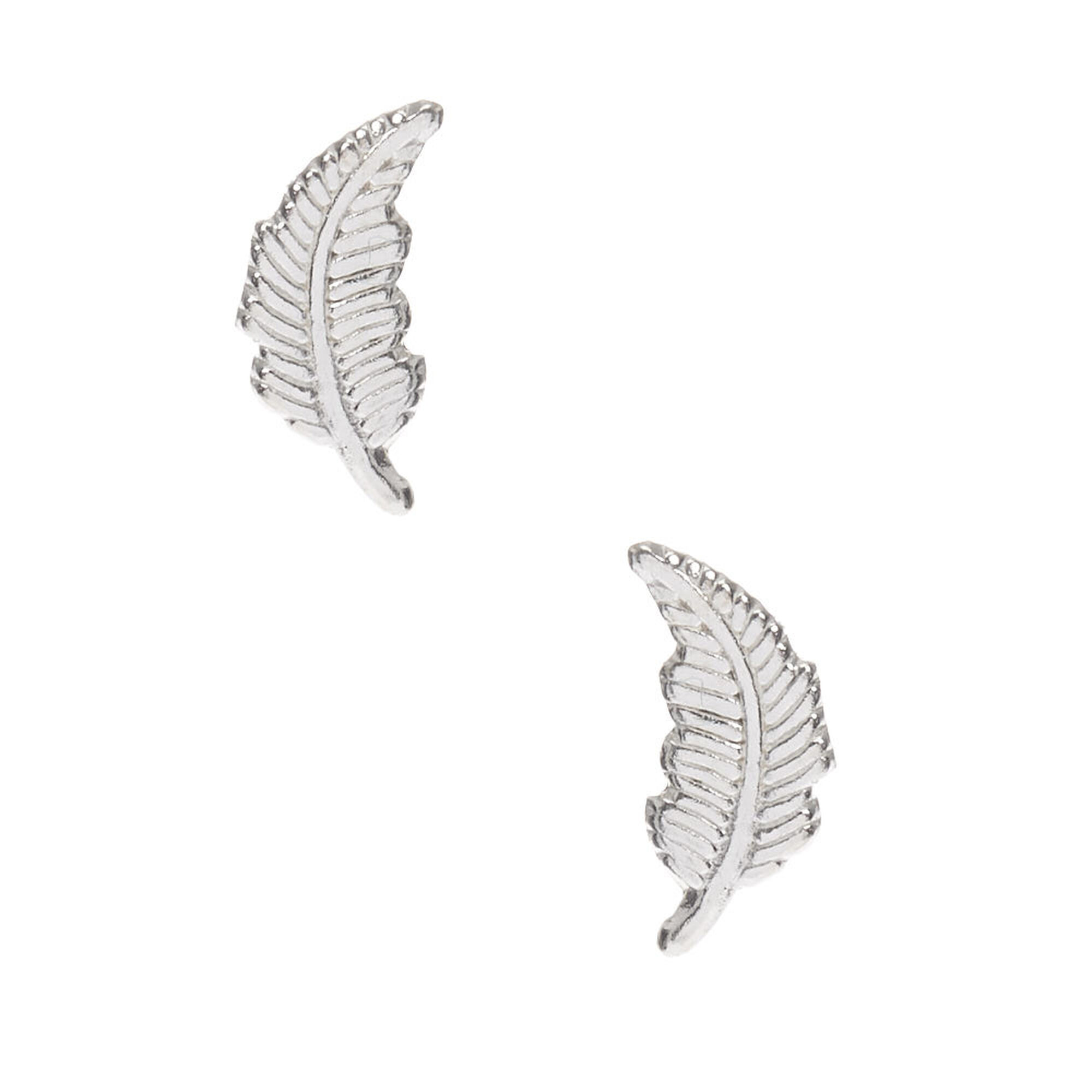View Claires Leaf Stud Earrings Silver information