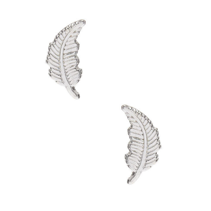 Clous d&#39;oreilles feuille en argent,