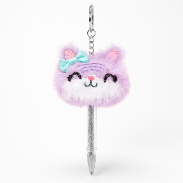 Claire's Stylo mini porte-clés chaton - Violet