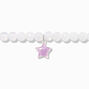 Purple Star Glow in the Dark White Stretch Beaded Bracelet,