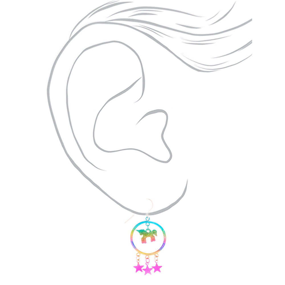 1.5" Rainbow Unicorn Magic Drop Earrings,