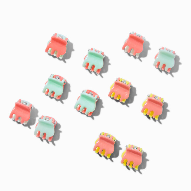 Colorblock Mini Hair Claws - 12 Pack,