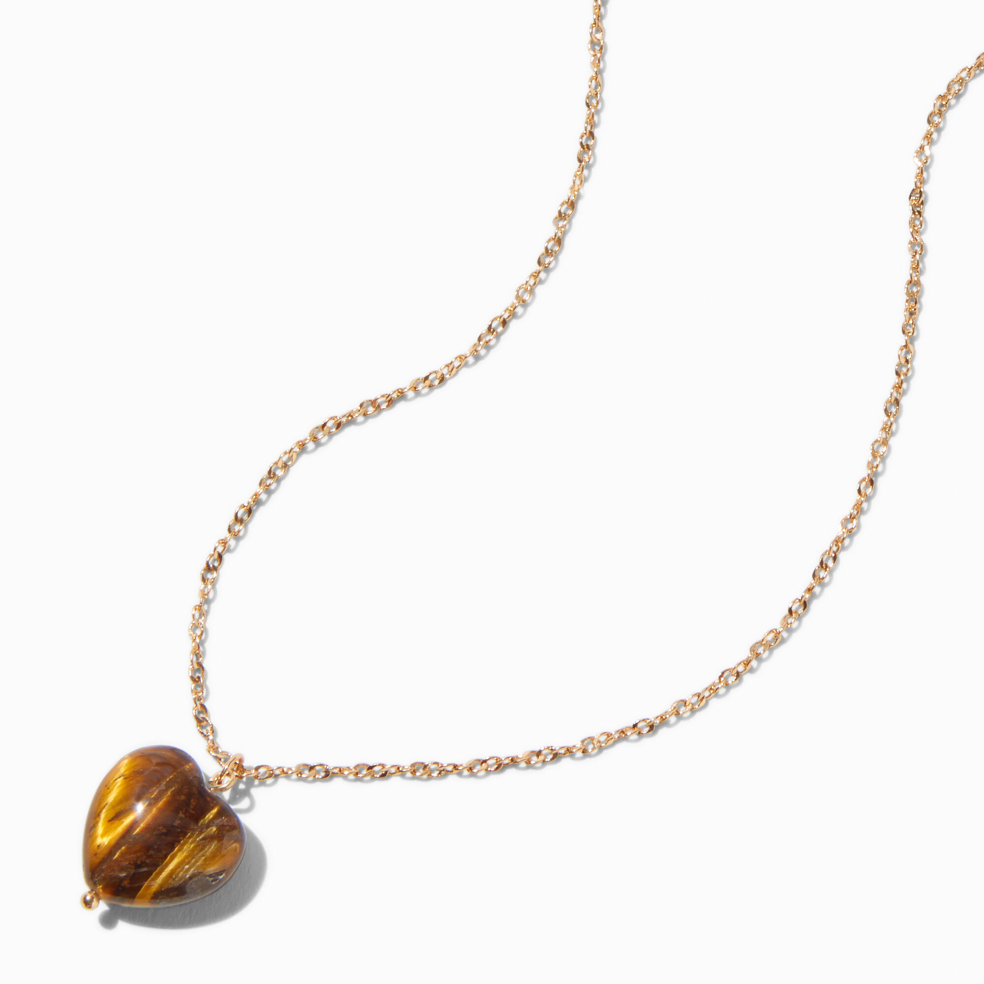 Tiger's Eye Heart Pendant Necklace ,