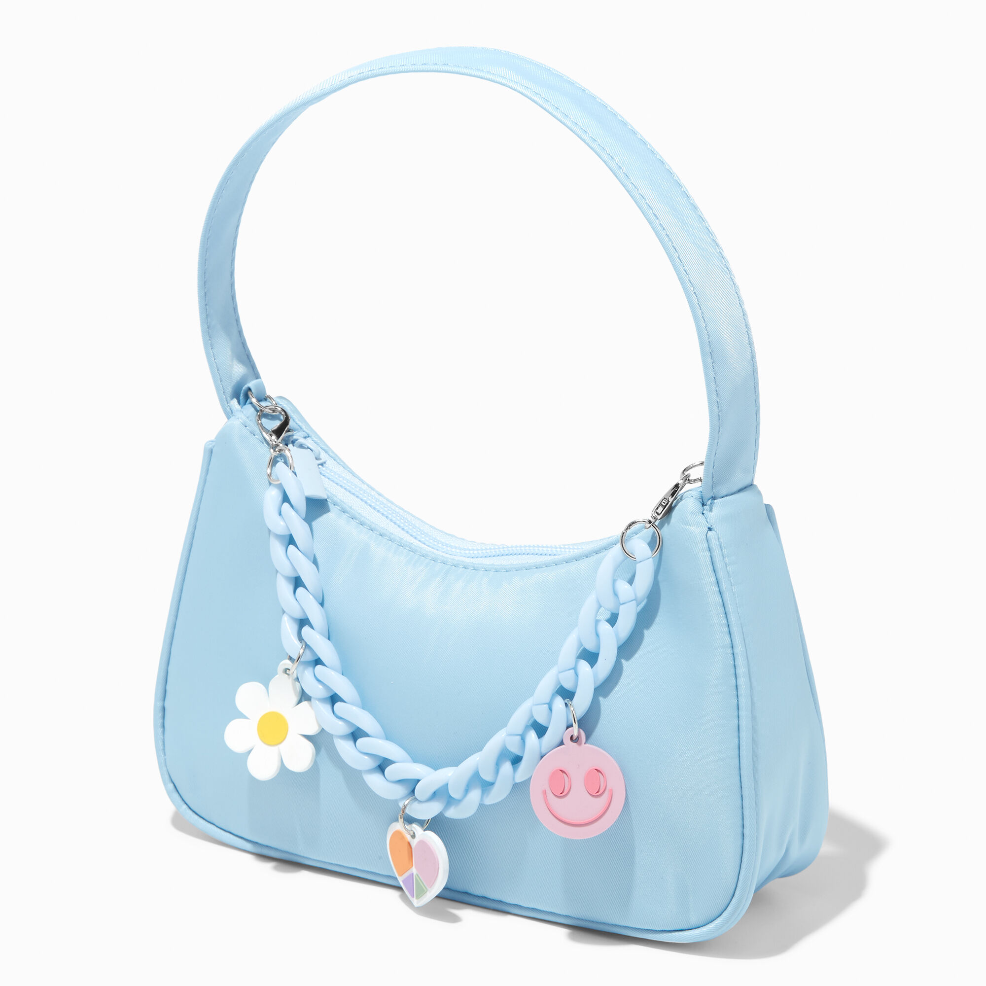 View Claires Enamel Charms Shoulder Handbag Blue information