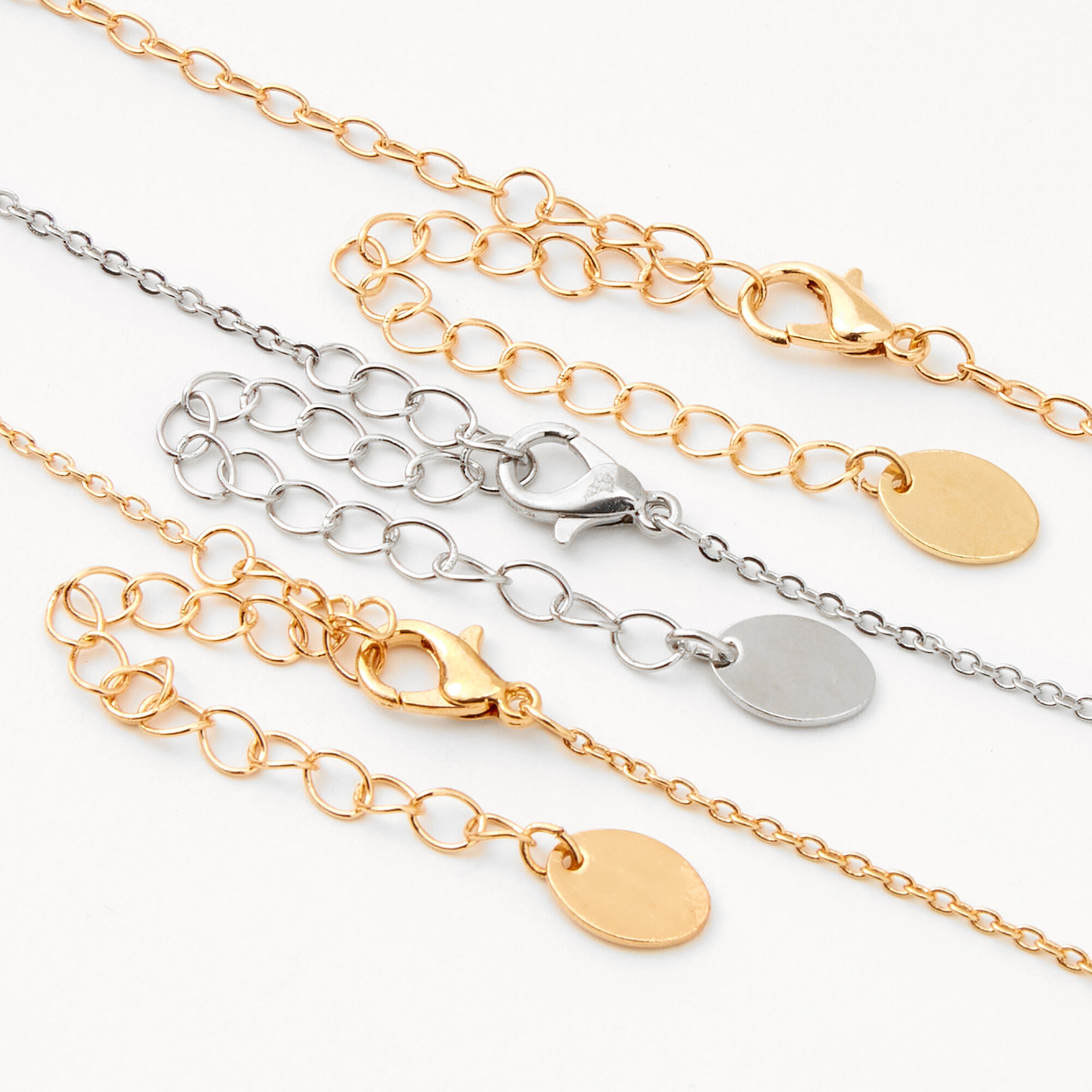 Mixed Metal Spike & Star Charm Choker Necklaces - 3 Pack,