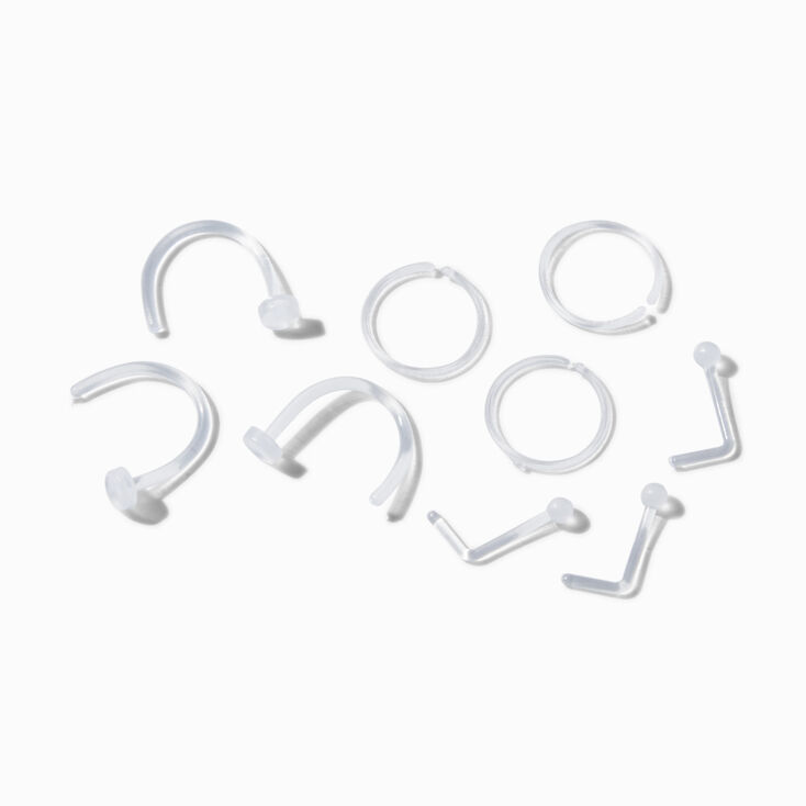 20G Mixed BioFlex&reg; Stud &amp; Hoop Nose Rings - 6 Pack,