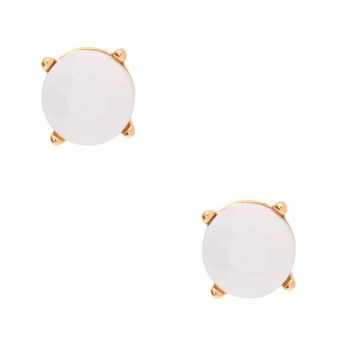 Claire's Clous d'oreille blancs 10 mm couleur doré