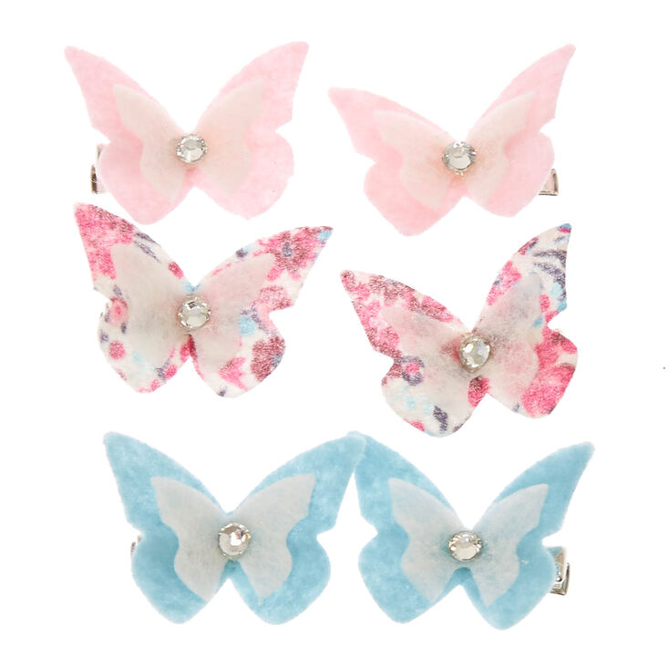 Kids 6 Pack Mini Felt Butterfly Clips | Claire's US