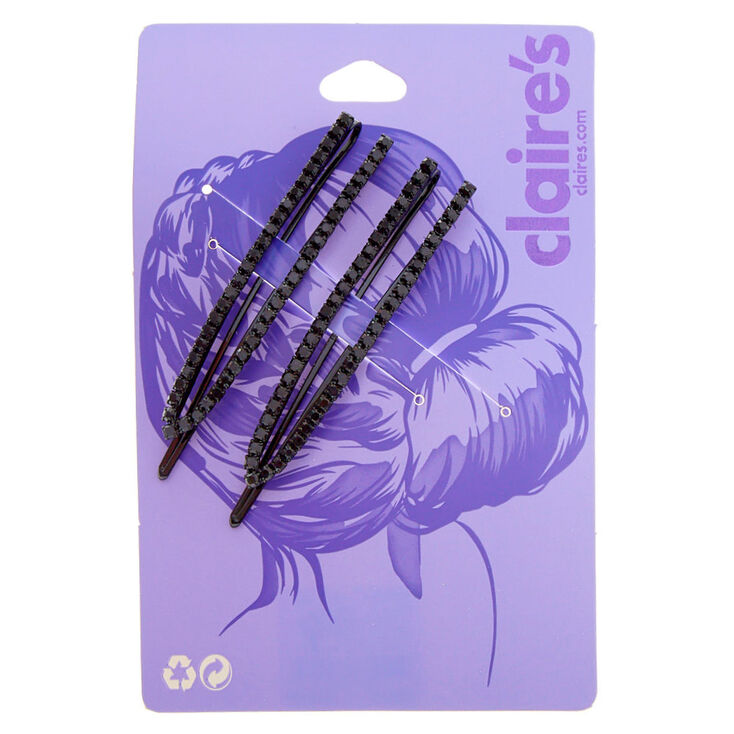 Black Rhinestone Open Bobby Pins - 2 Pack,