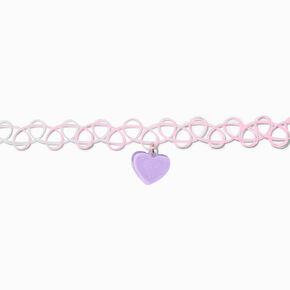 Claire&#39;s Club Pastel Heart Tattoo Choker Necklace,