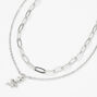 Collier &agrave; pendentif multi-rangs serpent couleur argent&eacute;e,