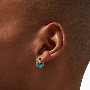 Green Art Deco 0.5&quot; Silver Drop Earrings,