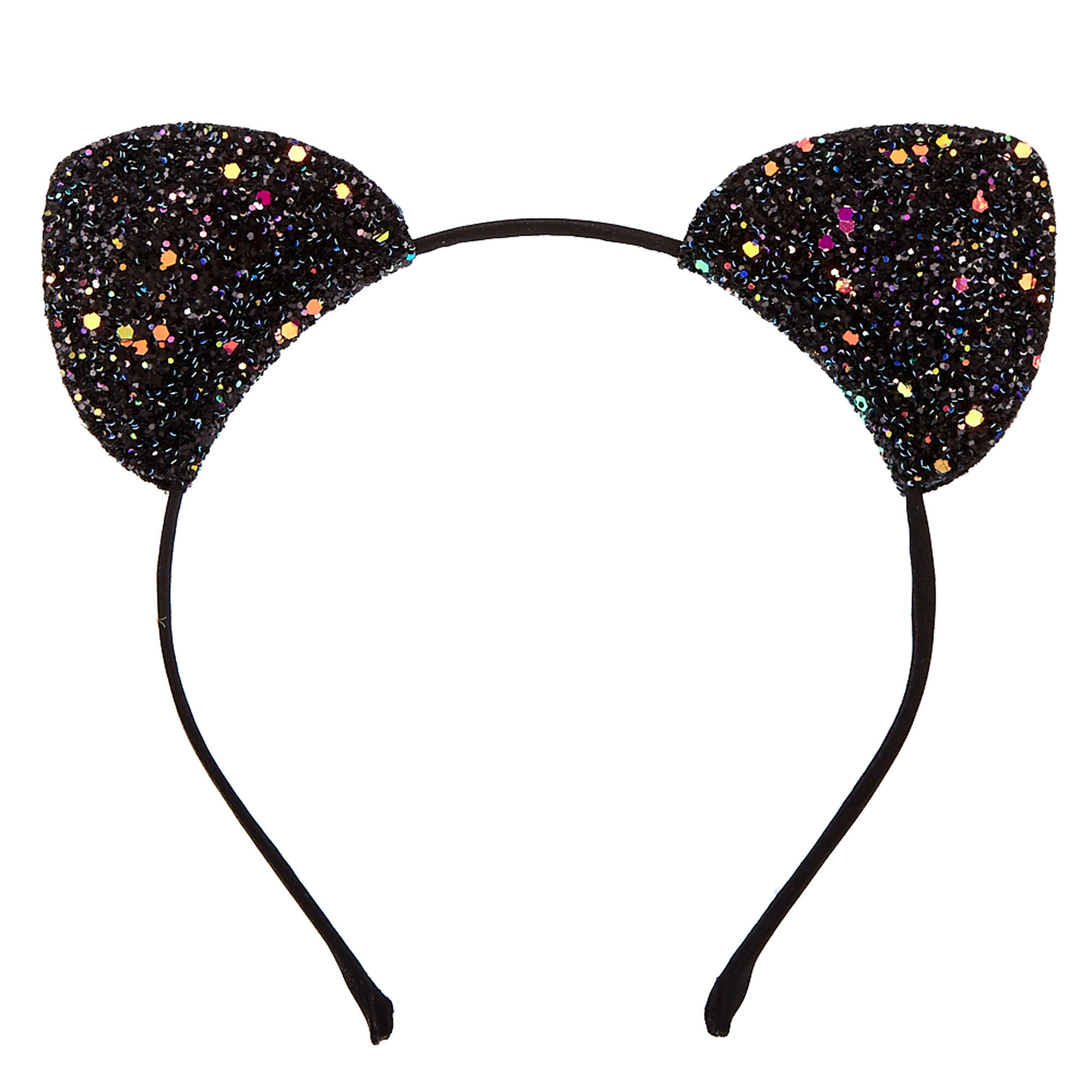 Black Glitter Cat Ears Headband Claire S