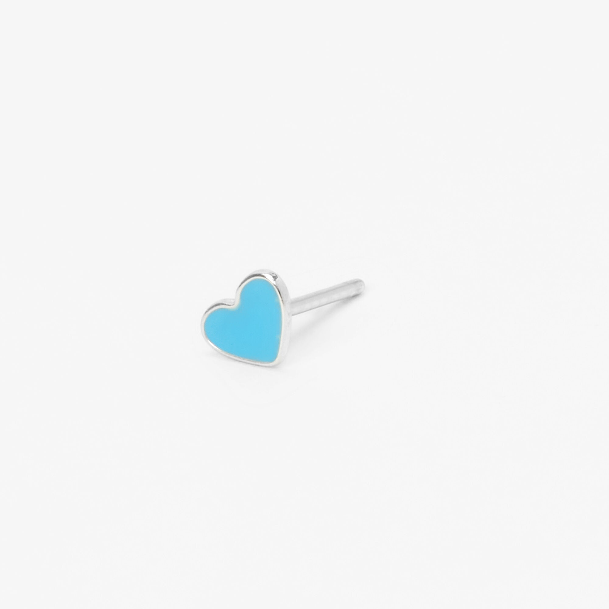 Sterling Silver One Enamel Baby Blue Heart Stud Earring Claire s