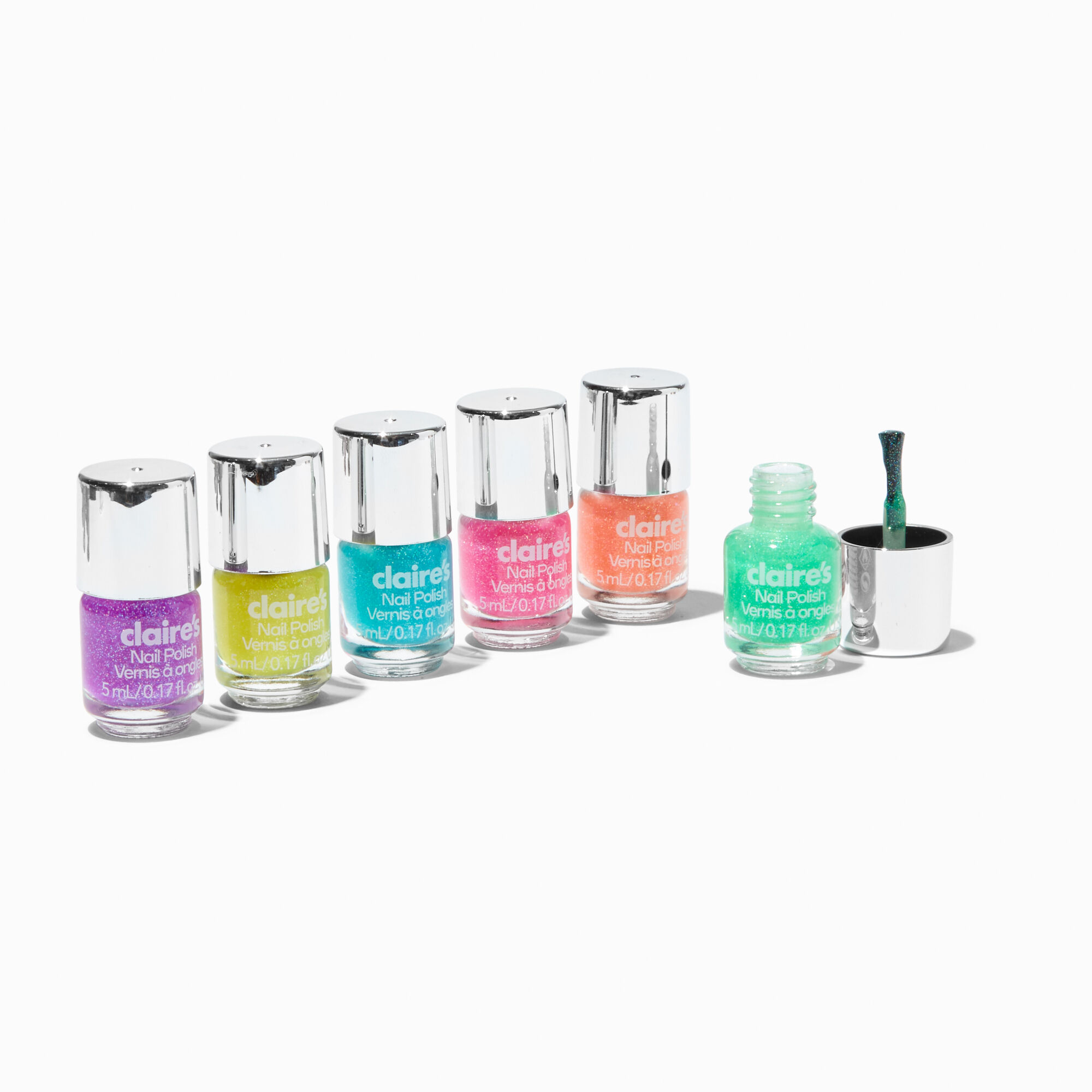 View Claires Neon Glitter Mini Nail Polish Set 6 Pack information