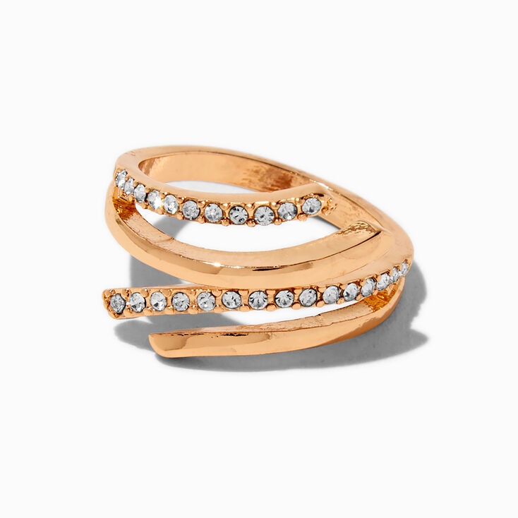 Gold-tone Embellished Twist Ring ,