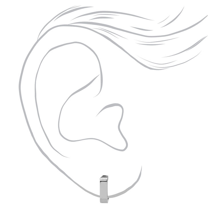 Silver Titanium Thick Square Hoop Earrings,