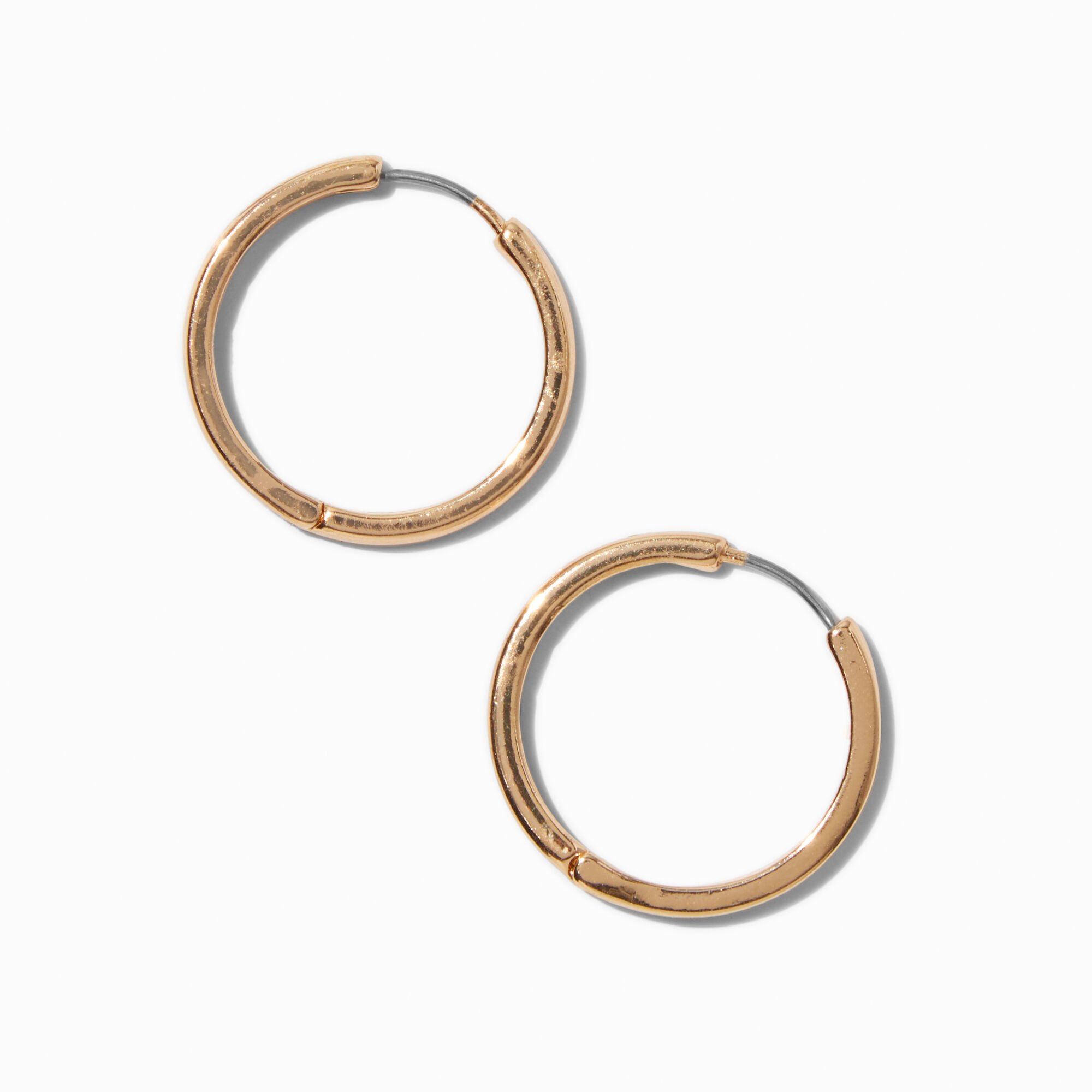 Gold-tone 25mm Flat Hoop Earrings,