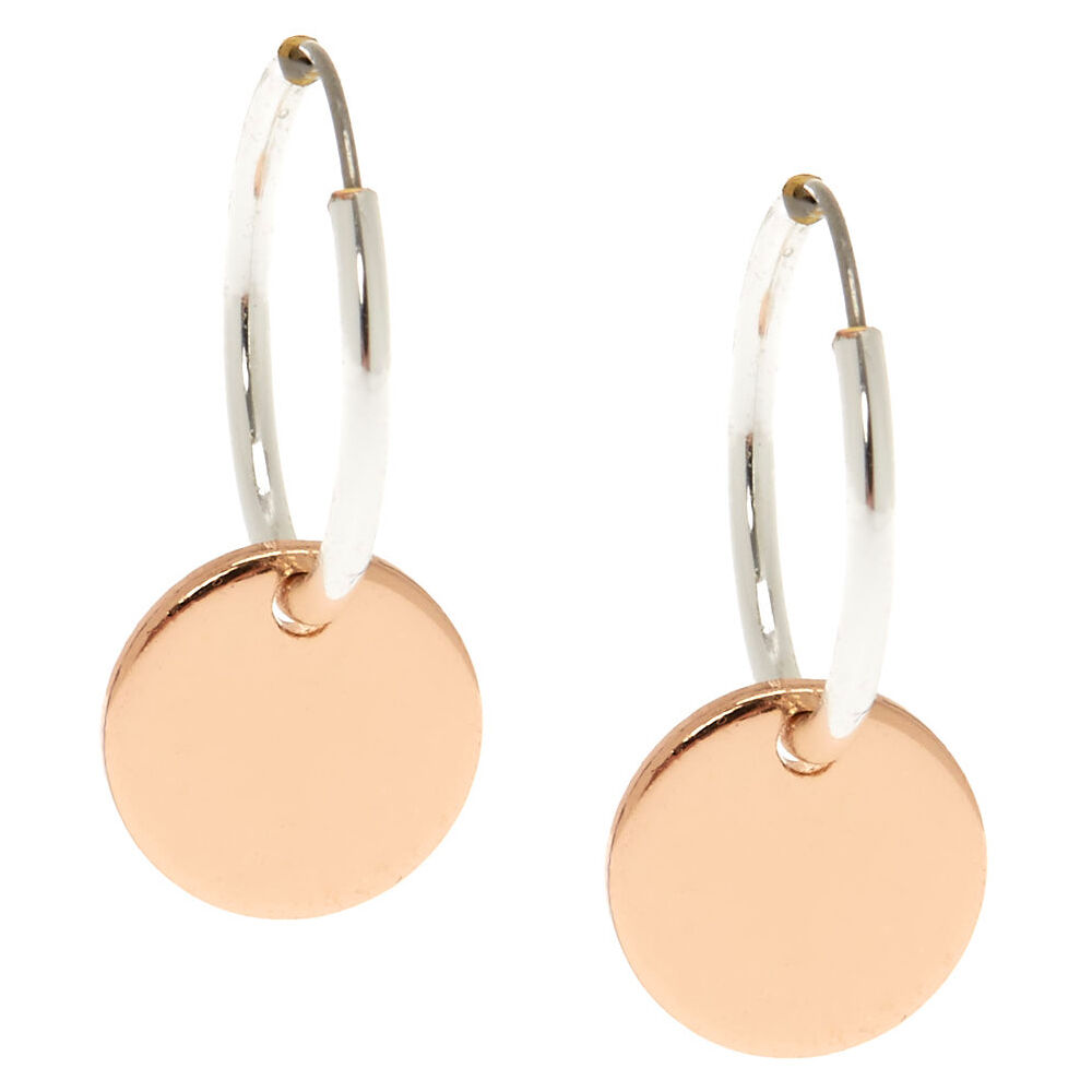 Hoop earrings with circle clearance charm