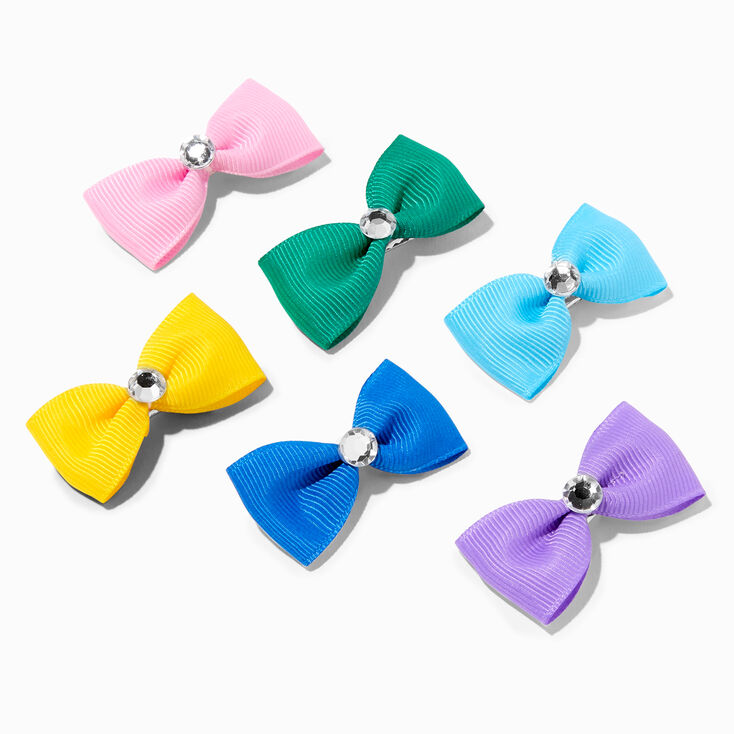 Claire&#39;s Club Bright Gem Hair Bow Clips - 6 Pack,