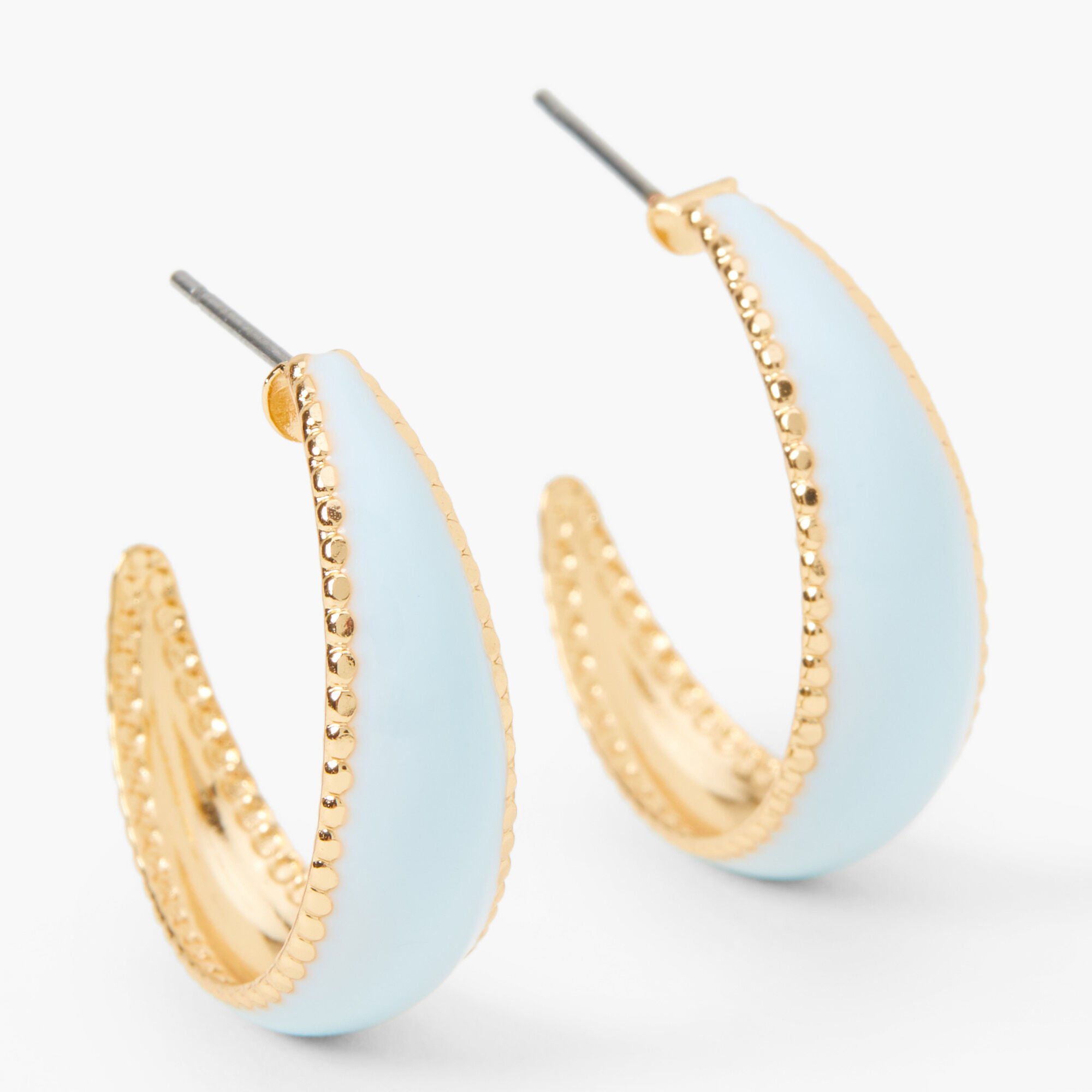 View Claires GoldTone And 20MM Hoop Earrings Blue information